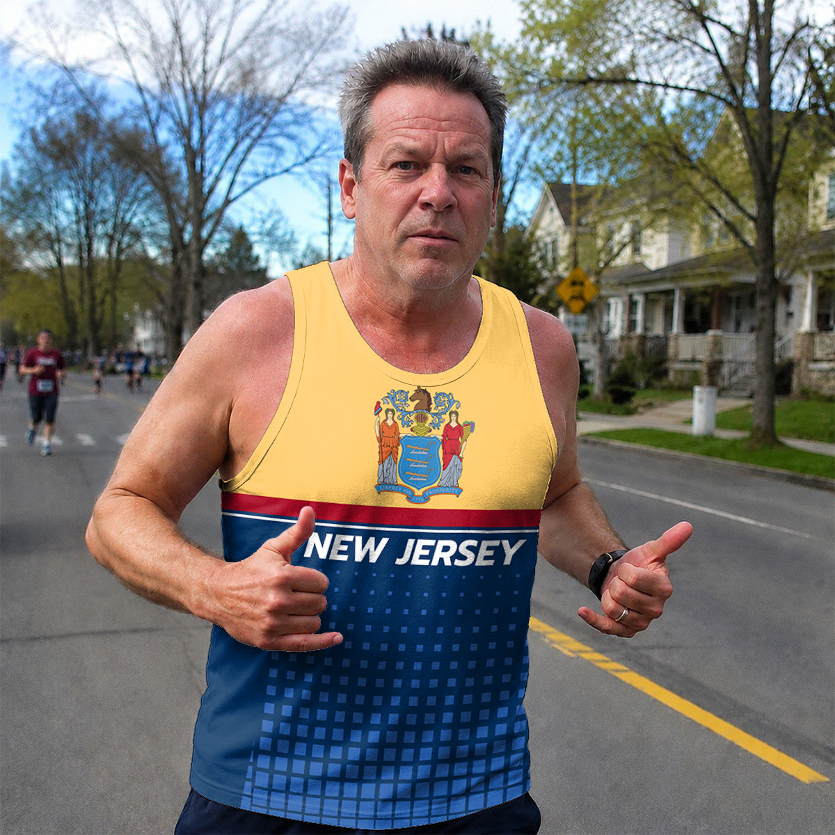 Patriotic Tech Running Tank Top - New Jersey State Pride Running Singlet