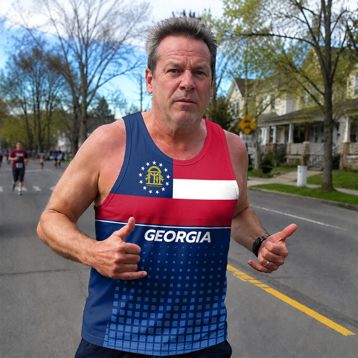 Patriotic Tech Running Tank Top - Georgia State Pride Running Singlet
