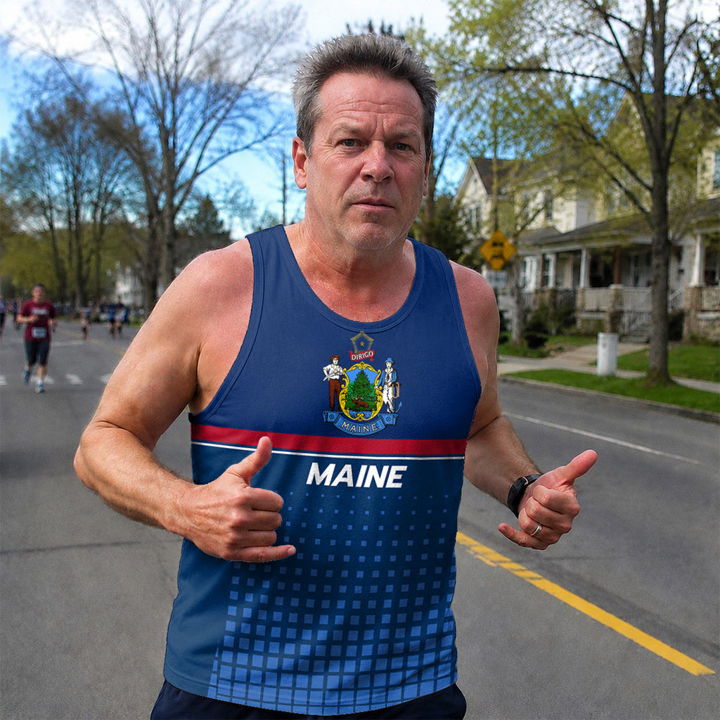 Patriotic Tech Running Tank Top - Maine State Pride Running Singlet