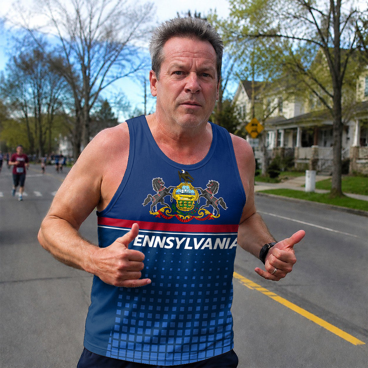 Patriotic Tech Running Tank Top - Pennsylvania State Pride Running Singlet