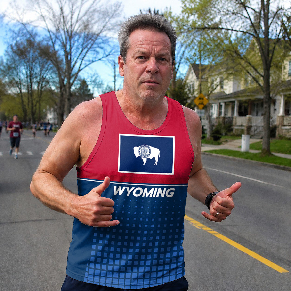 Patriotic Tech Running Tank Top - Wyoming State Pride Running Singlet