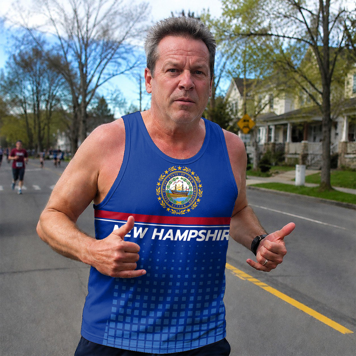Patriotic Tech Running Tank Top - New Hampshire State Pride Running Singlet