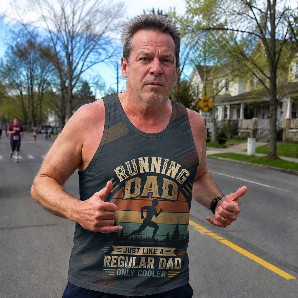 Funny Dad Running Tank Top Like Regular Dad Only Cooler Tech Singlet