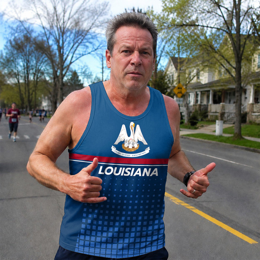 Patriotic Tech Running Tank Top - Louisiana State Pride Running Singlet