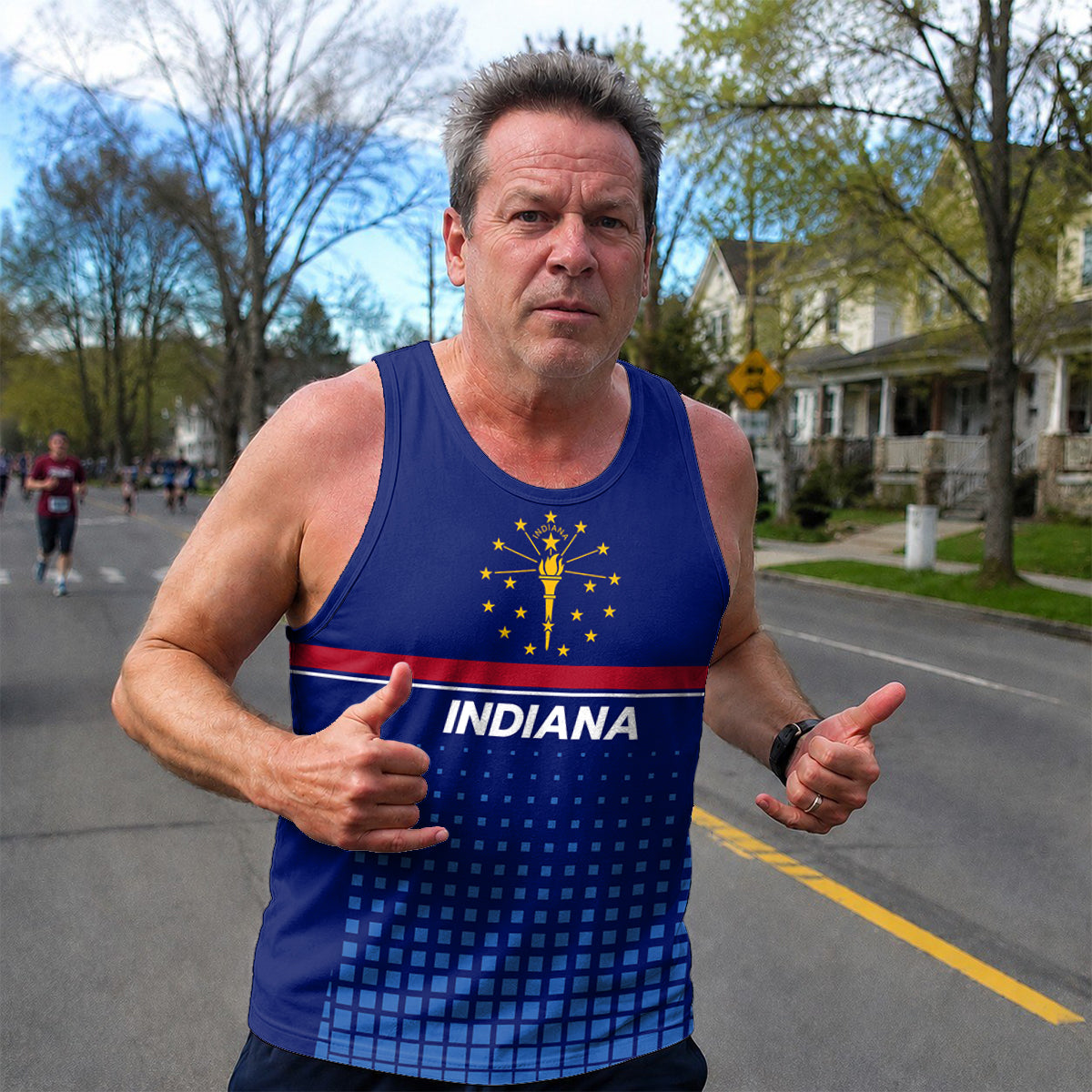 Patriotic Tech Running Tank Top - Indiana State Pride Running Singlet