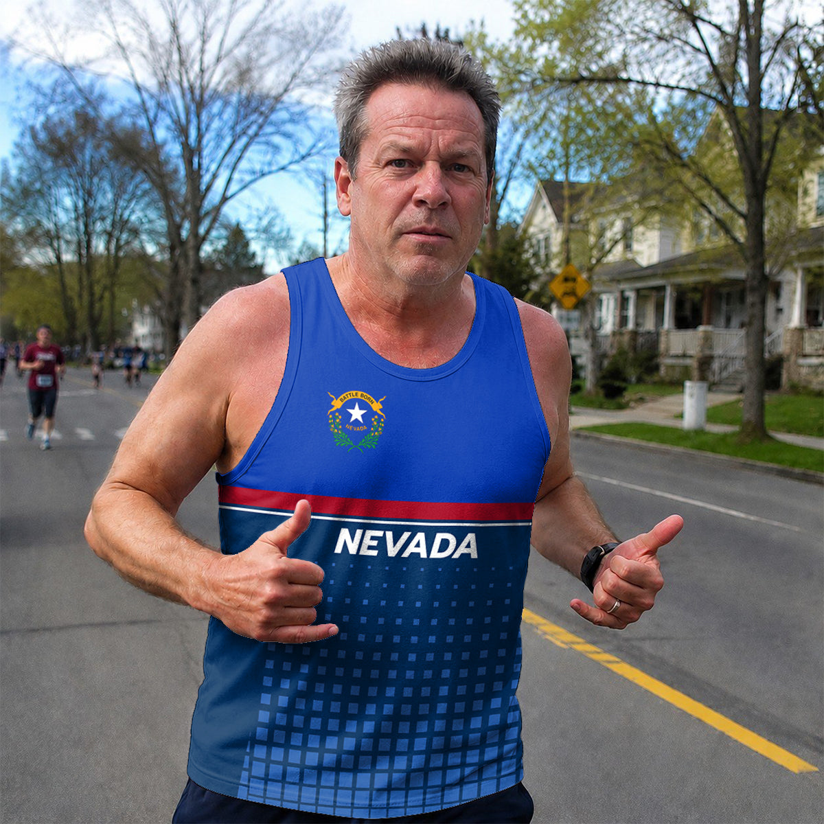 Patriotic Tech Running Tank Top - Nevada State Pride Running Singlet