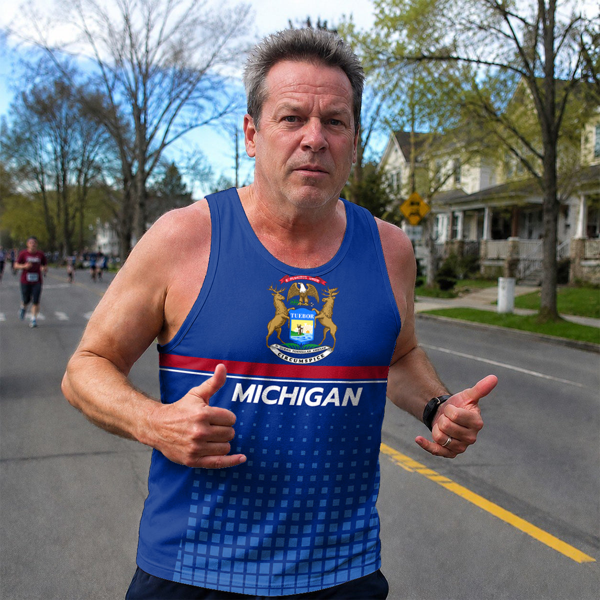 Patriotic Tech Running Tank Top - Michigan State Pride Running Singlet