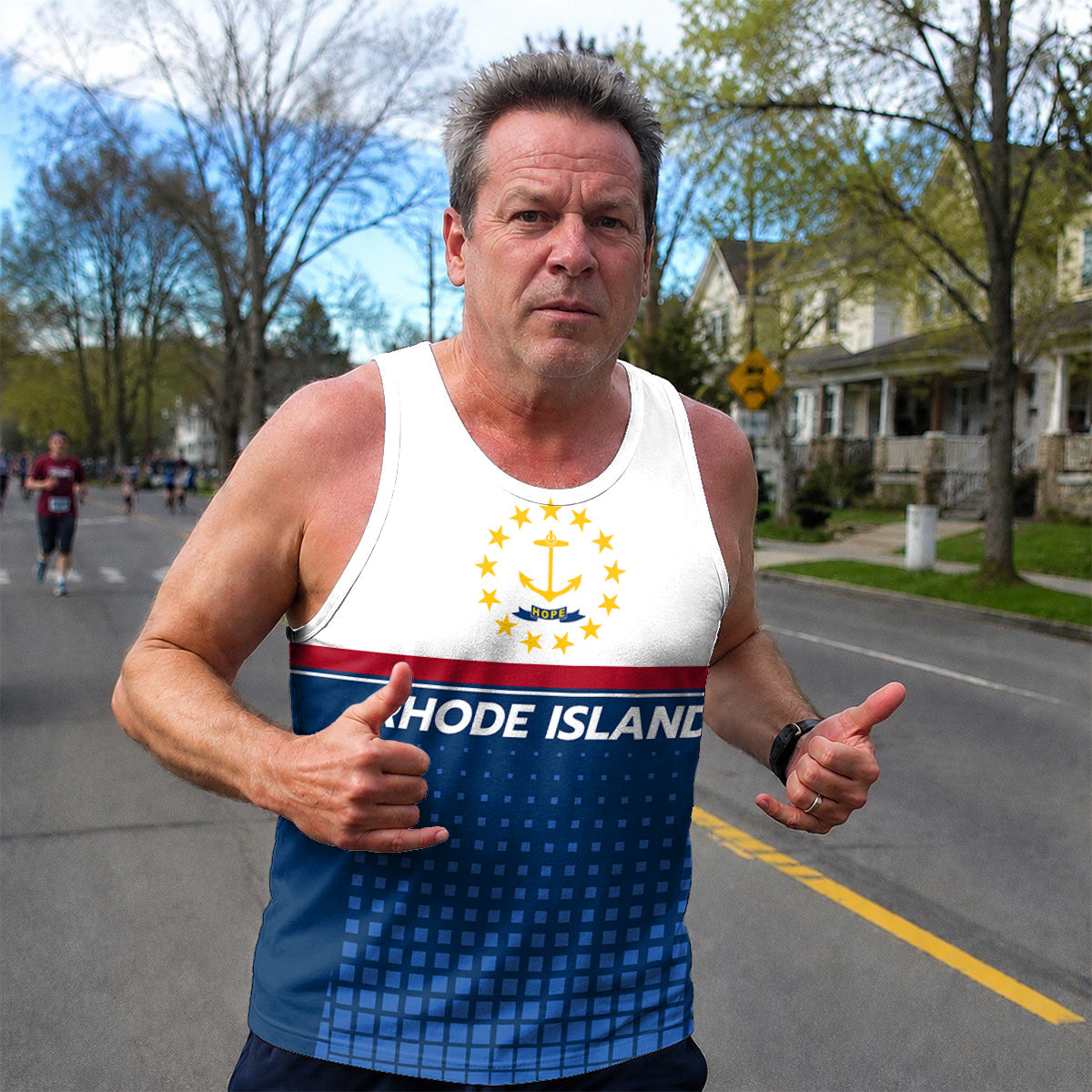 Patriotic Tech Running Tank Top - Rhode Island State Pride Running Singlet