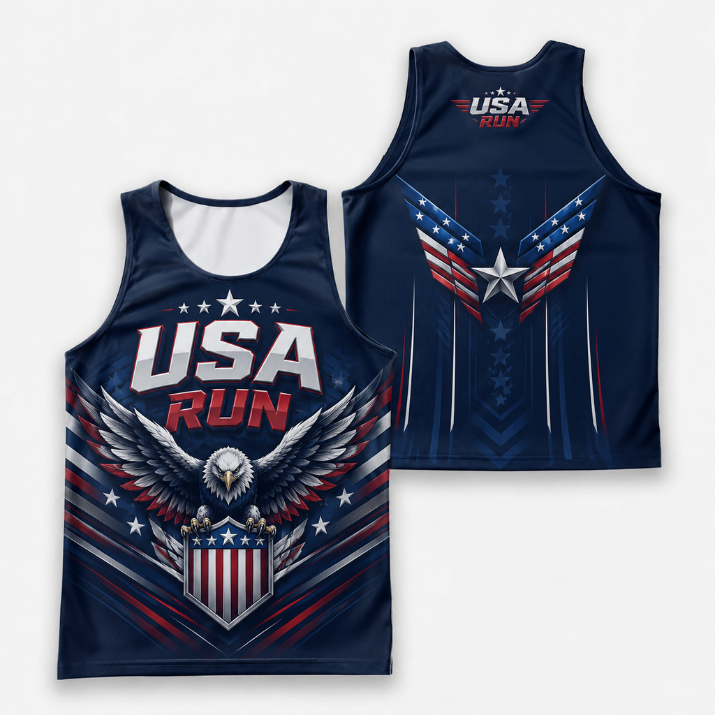 Patriotic Running Tank Top - USA Eagle Tech Singlet