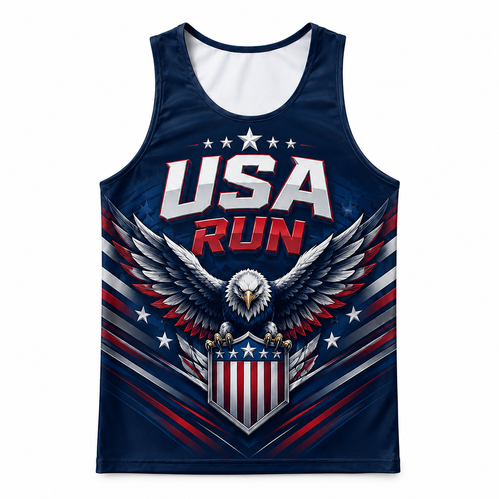 Patriotic Running Tank Top - USA Eagle Tech Singlet