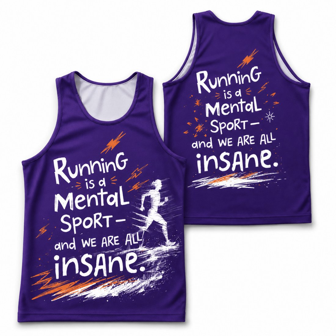 Funny Running Tank Top - All Insane Runner Quote Tech Singlet