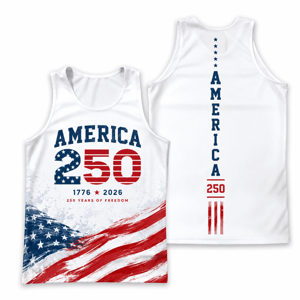 Patriotic Running Tank Top - America 1776 2026 Tech Singlet
