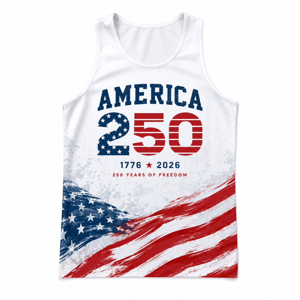 Patriotic Running Tank Top - America 1776 2026 Tech Singlet