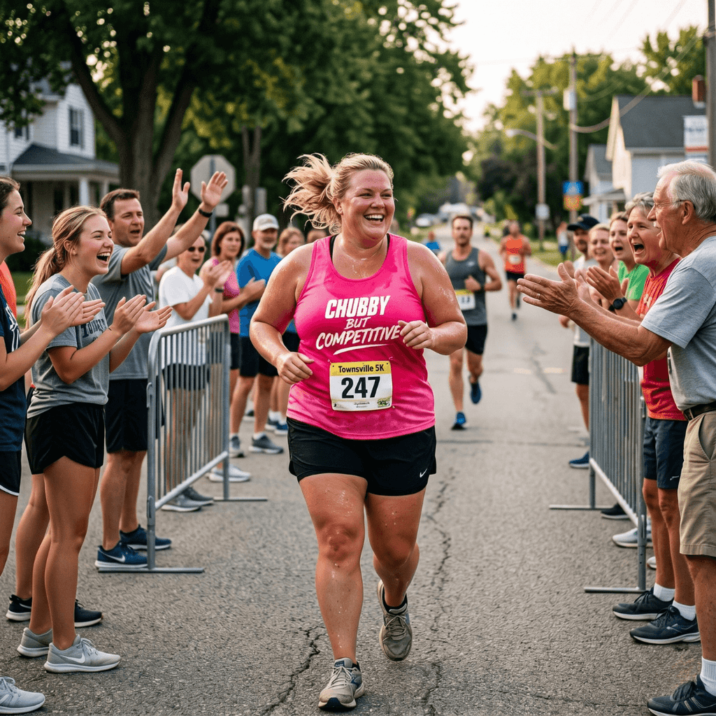 Funny Running Tank Top - Chubby But Competitive Tech Singlet
