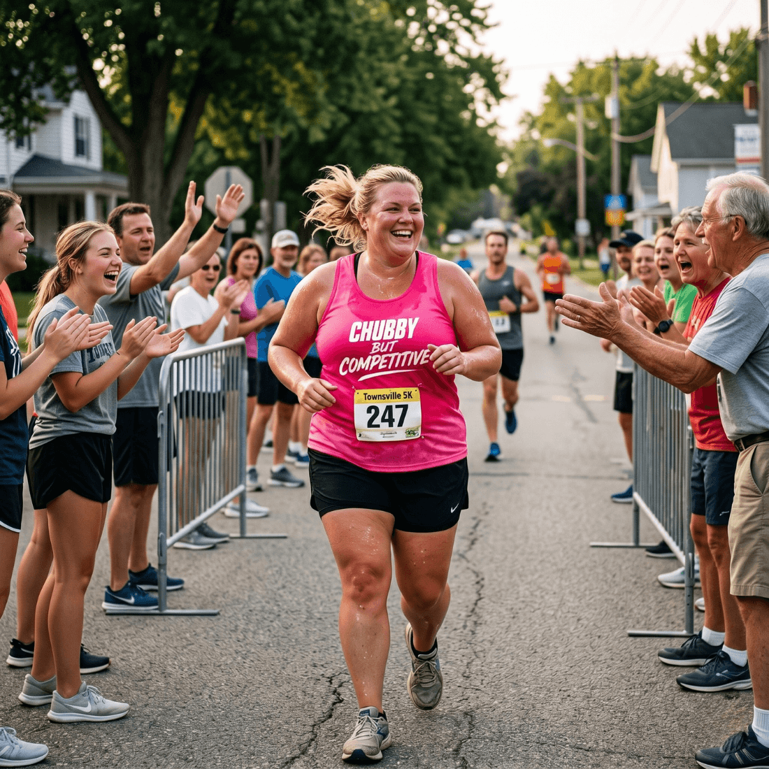 Funny Running Tank Top - Chubby But Competitive Tech Singlet