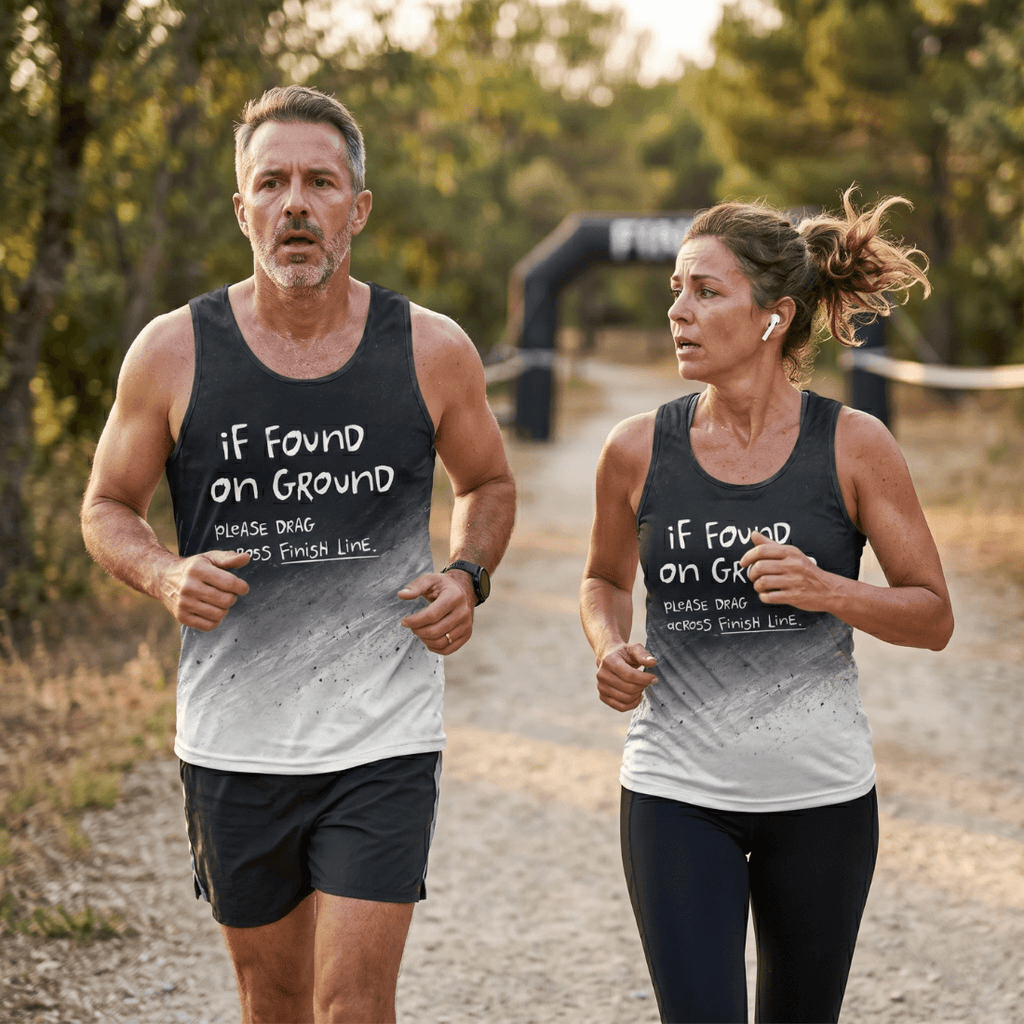 Funny Running Tank Top - Found On Ground Runner Quote Tech Singlet