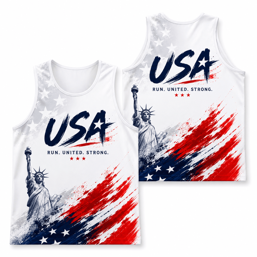 Patriotic Running Tank Top - Liberty Stride Tech Running Singlet