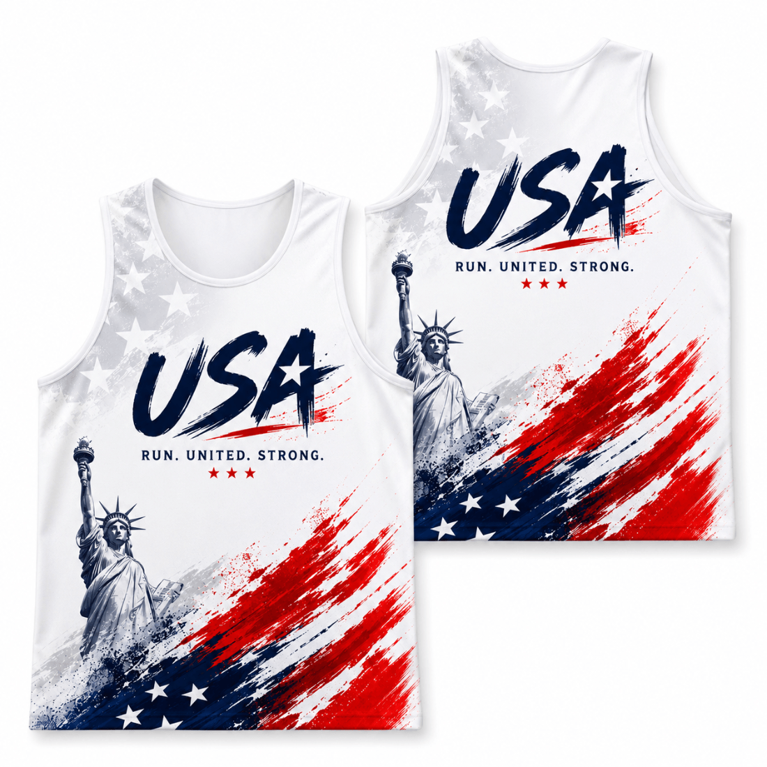 Patriotic Running Tank Top - Liberty Stride Tech Running Singlet