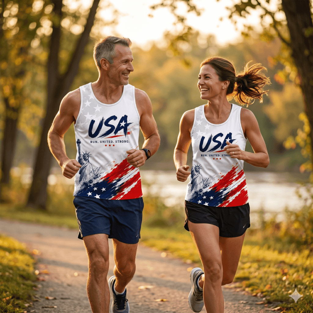 Patriotic Running Tank Top - Liberty Stride Tech Running Singlet