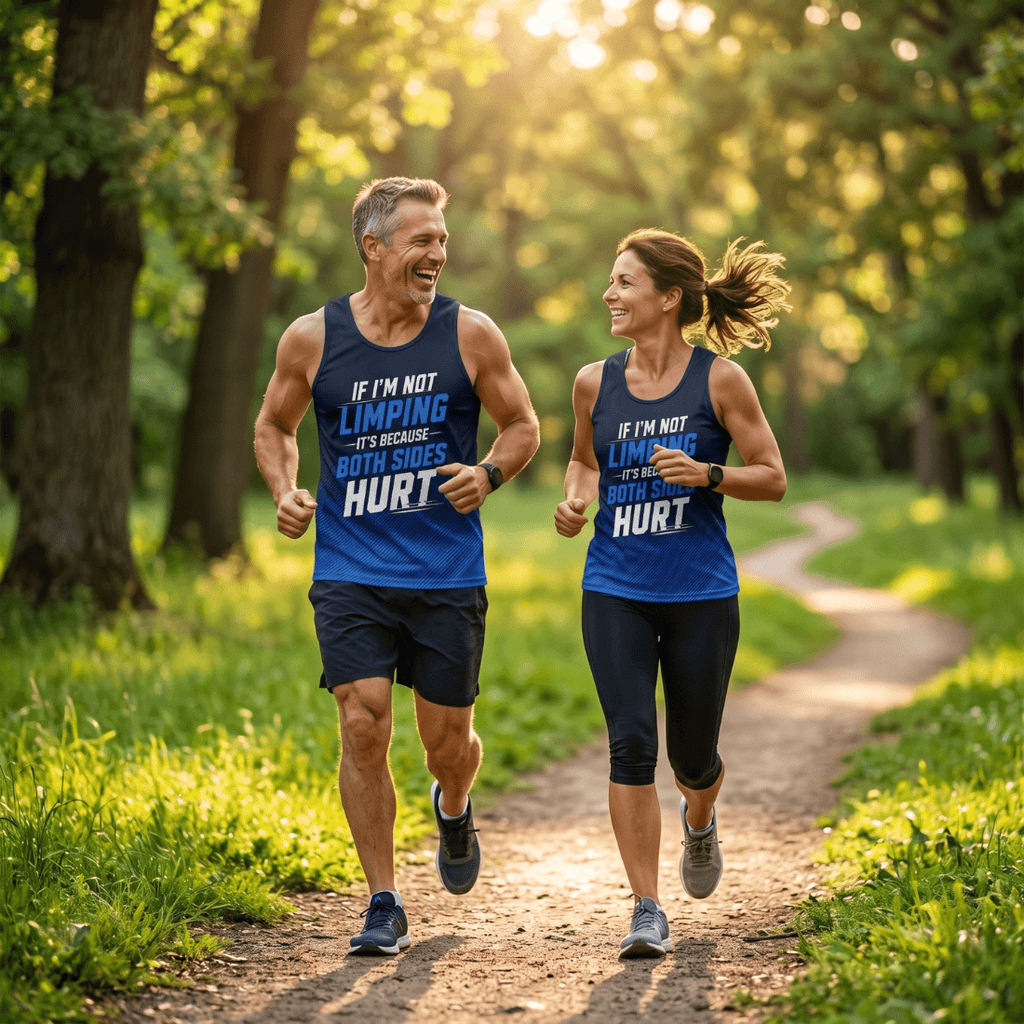 Funny Running Tank Top - Limping Runner Quote Tech Running Singlet