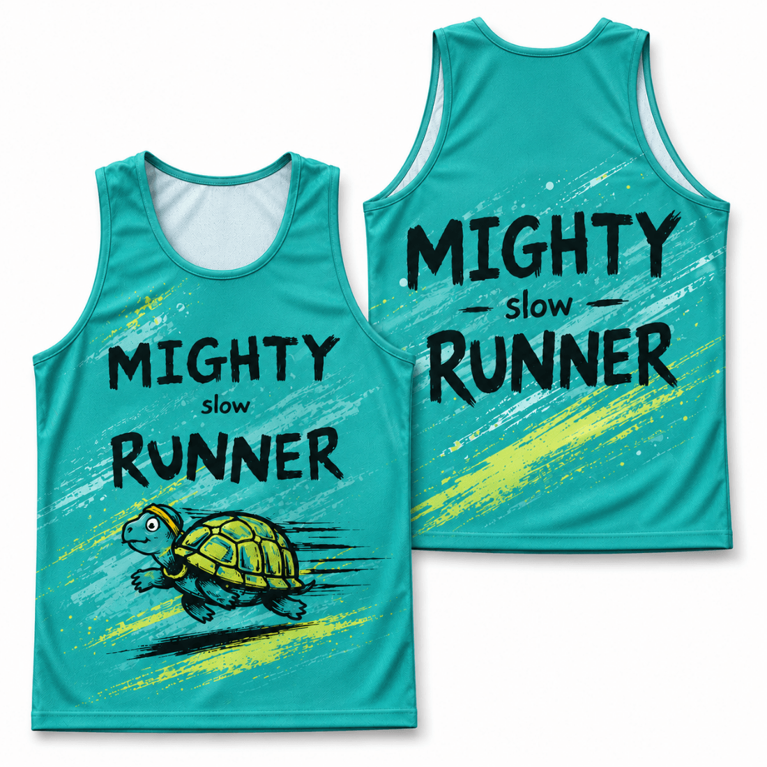 Funny Running Tank Top - Mighty Slow Runner Tech Running Singlet