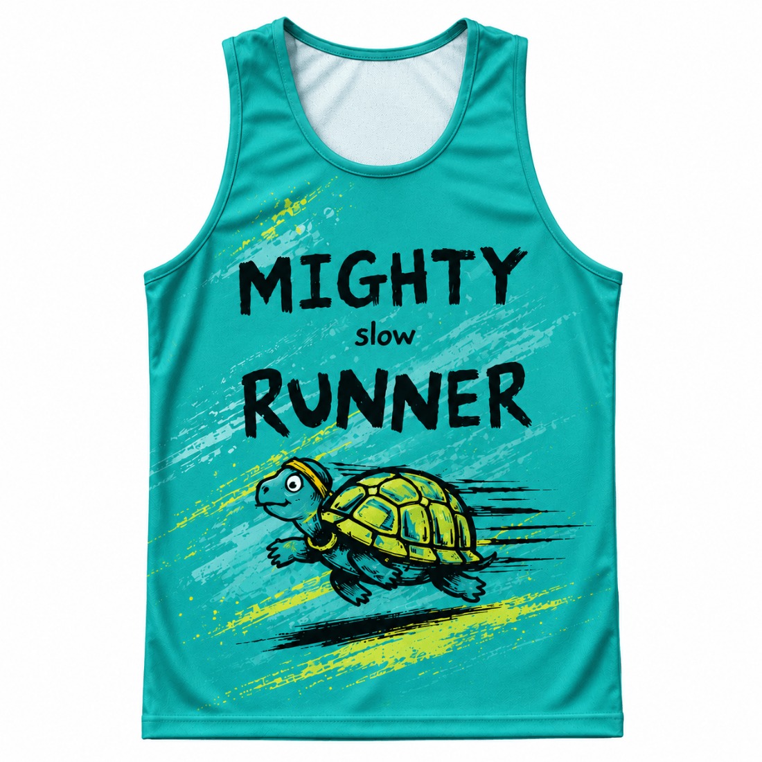 Funny Running Tank Top - Mighty Slow Runner Tech Running Singlet