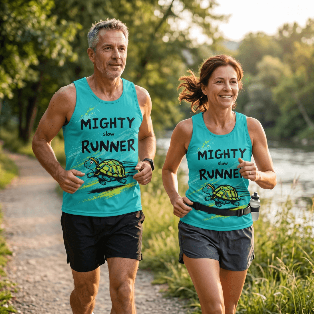 Funny Running Tank Top - Mighty Slow Runner Tech Running Singlet
