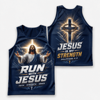 Christian Running Tank Top - My Strength Jesus Tech Running Singlet