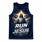 Christian Running Tank Top - My Strength Jesus Tech Running Singlet