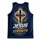 Christian Running Tank Top - My Strength Jesus Tech Running Singlet