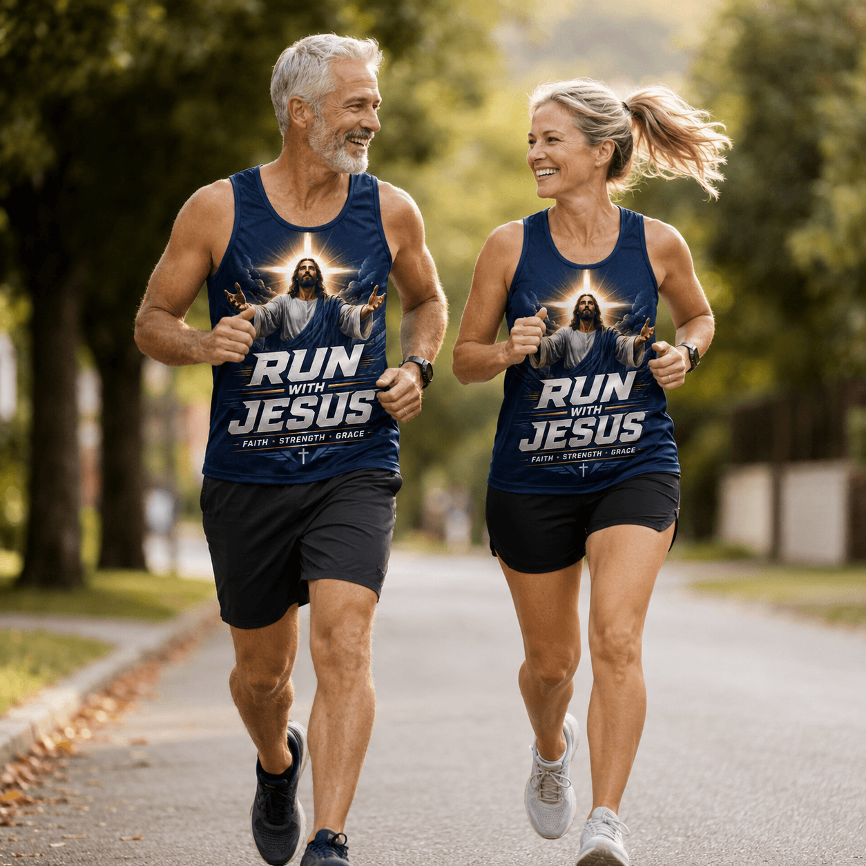 Christian Running Tank Top - My Strength Jesus Tech Running Singlet