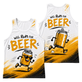 Funny Running Tank Top - Run For Beer Runner Quote Tech Singlet
