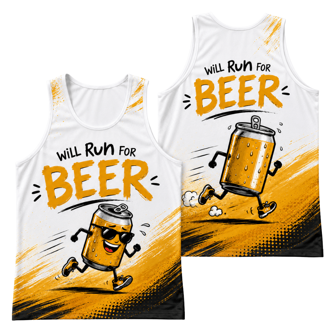 Funny Running Tank Top - Run For Beer Runner Quote Tech Singlet
