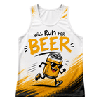 Funny Running Tank Top - Run For Beer Runner Quote Tech Singlet