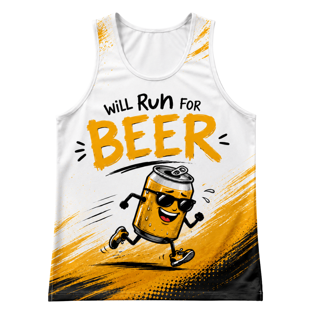 Funny Running Tank Top - Run For Beer Runner Quote Tech Singlet