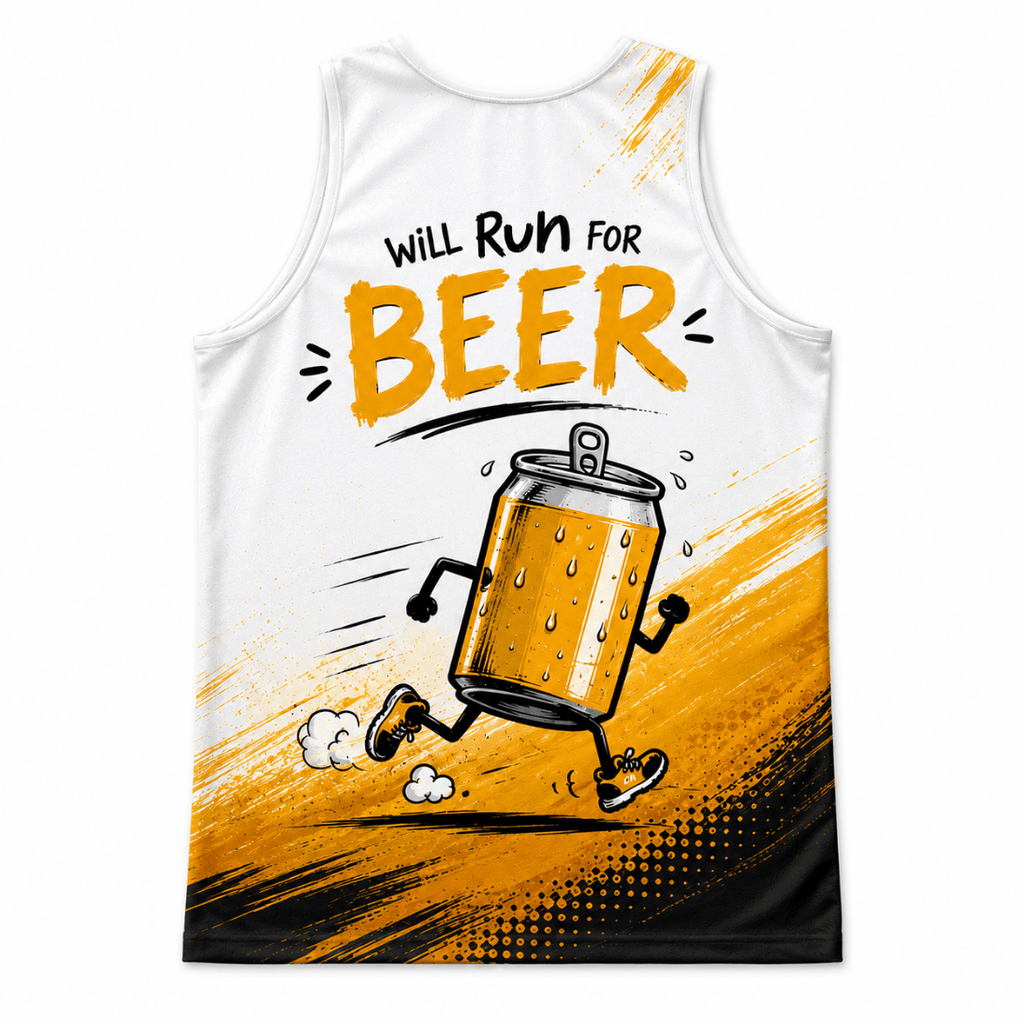 Funny Running Tank Top - Run For Beer Runner Quote Tech Singlet