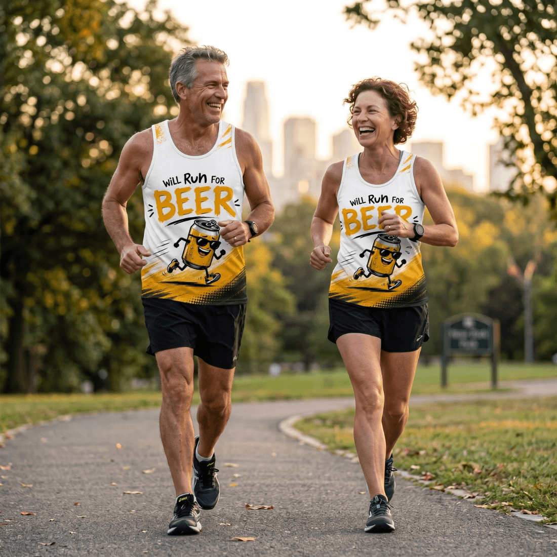 Funny Running Tank Top - Run For Beer Runner Quote Tech Singlet