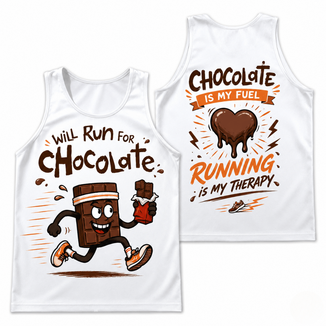 Funny Running Tank Top - Run For Chocolate Runner Quote Tech Singlet