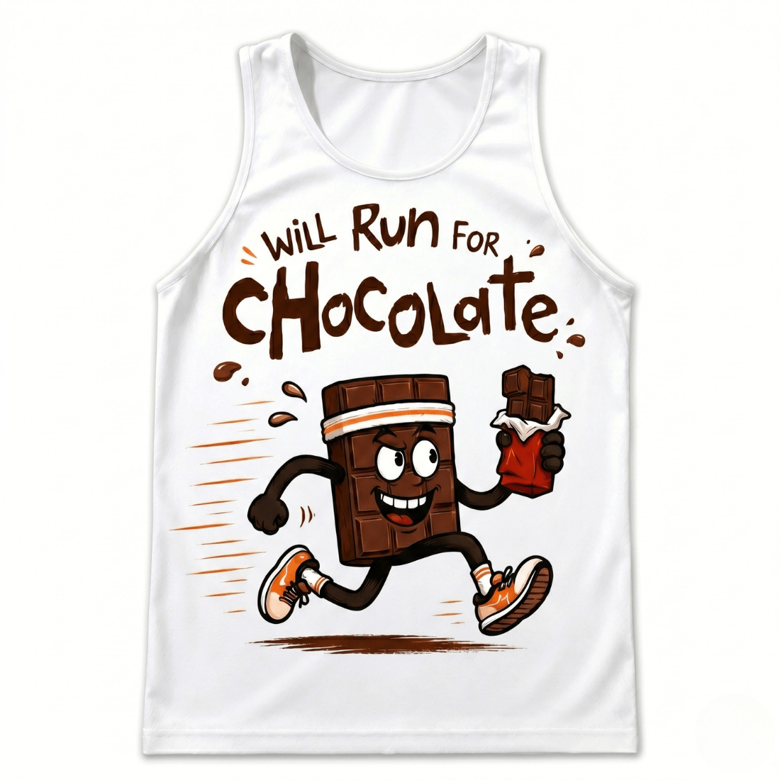 Funny Running Tank Top - Run For Chocolate Runner Quote Tech Singlet