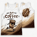 Funny Running Tank Top - Run For Coffee Runner Quote Tech Singlet