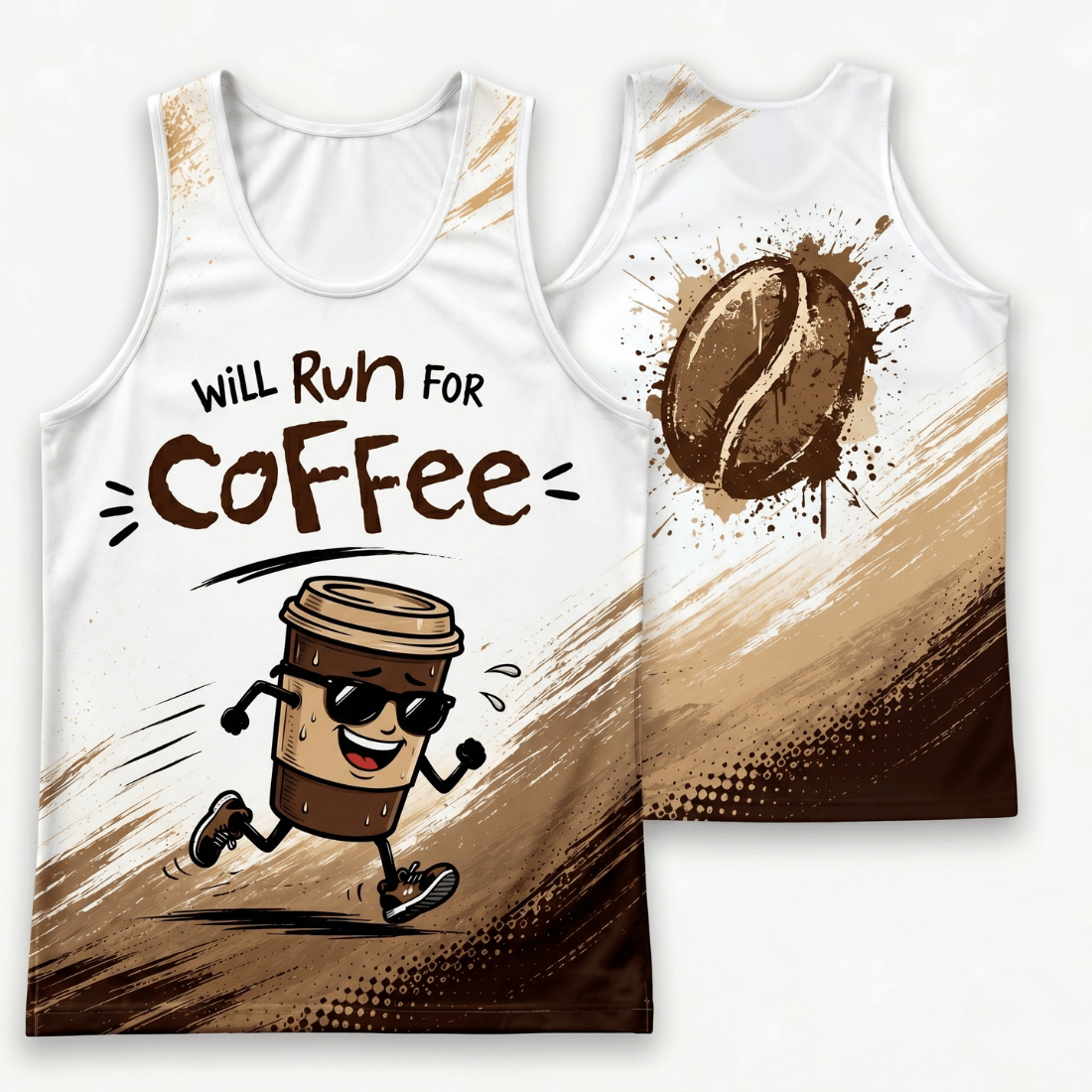 Funny Running Tank Top - Run For Coffee Runner Quote Tech Singlet