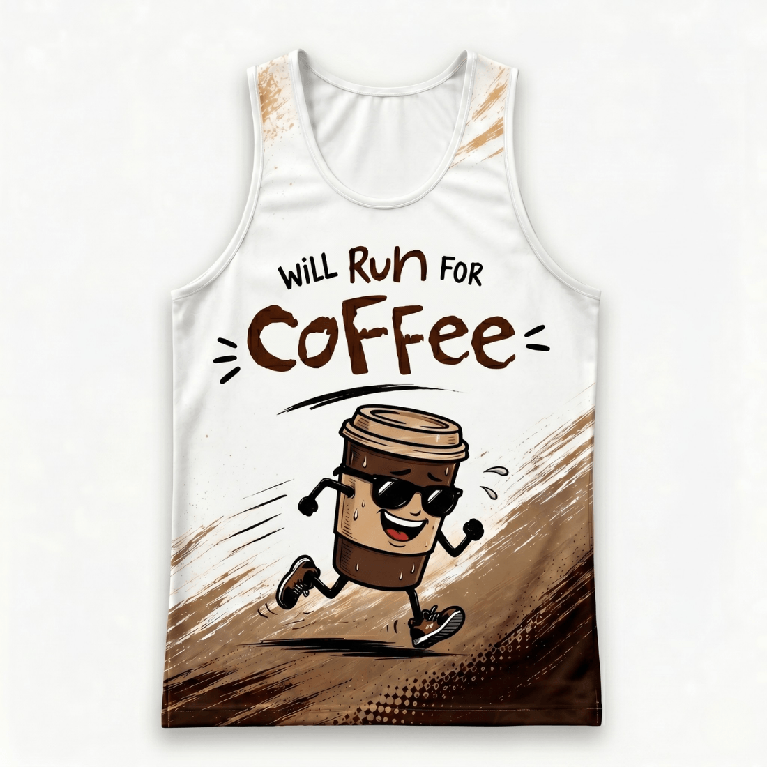 Funny Running Tank Top - Run For Coffee Runner Quote Tech Singlet