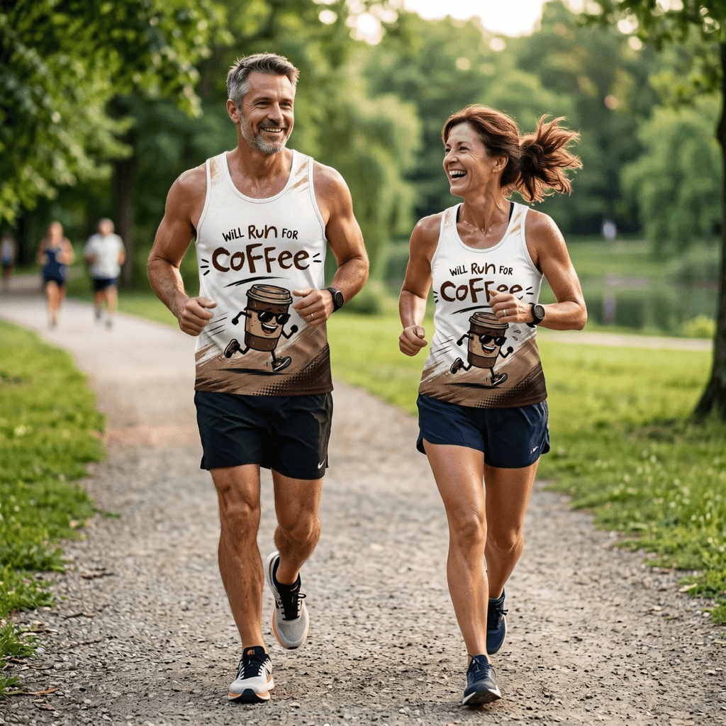 Funny Running Tank Top - Run For Coffee Runner Quote Tech Singlet