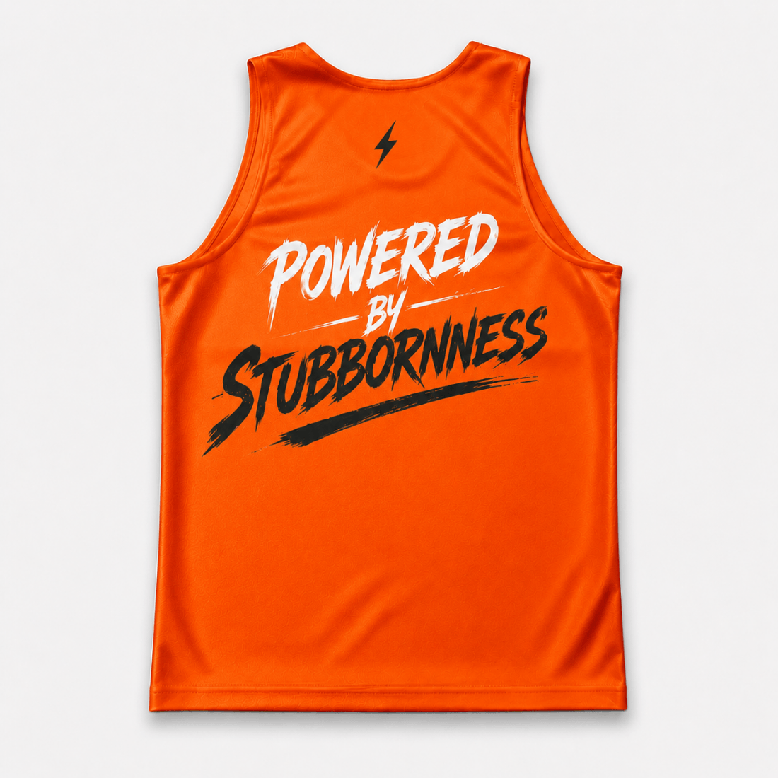 Funny Running Tank Top - Powered By Stubbornness Tech Singlet