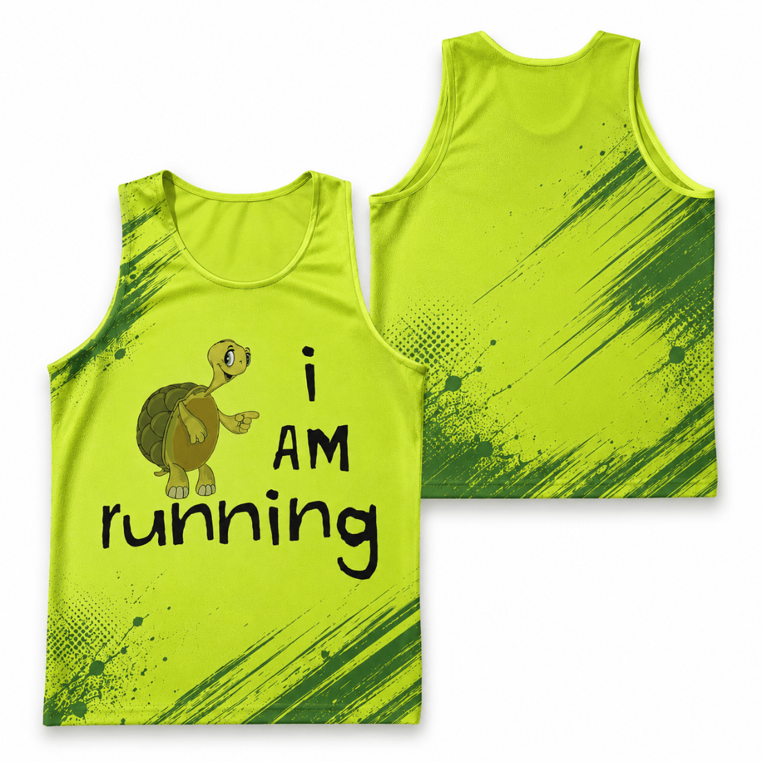 Funny Running Tank Top - Turtle Runner Quote Tech Running Singlet