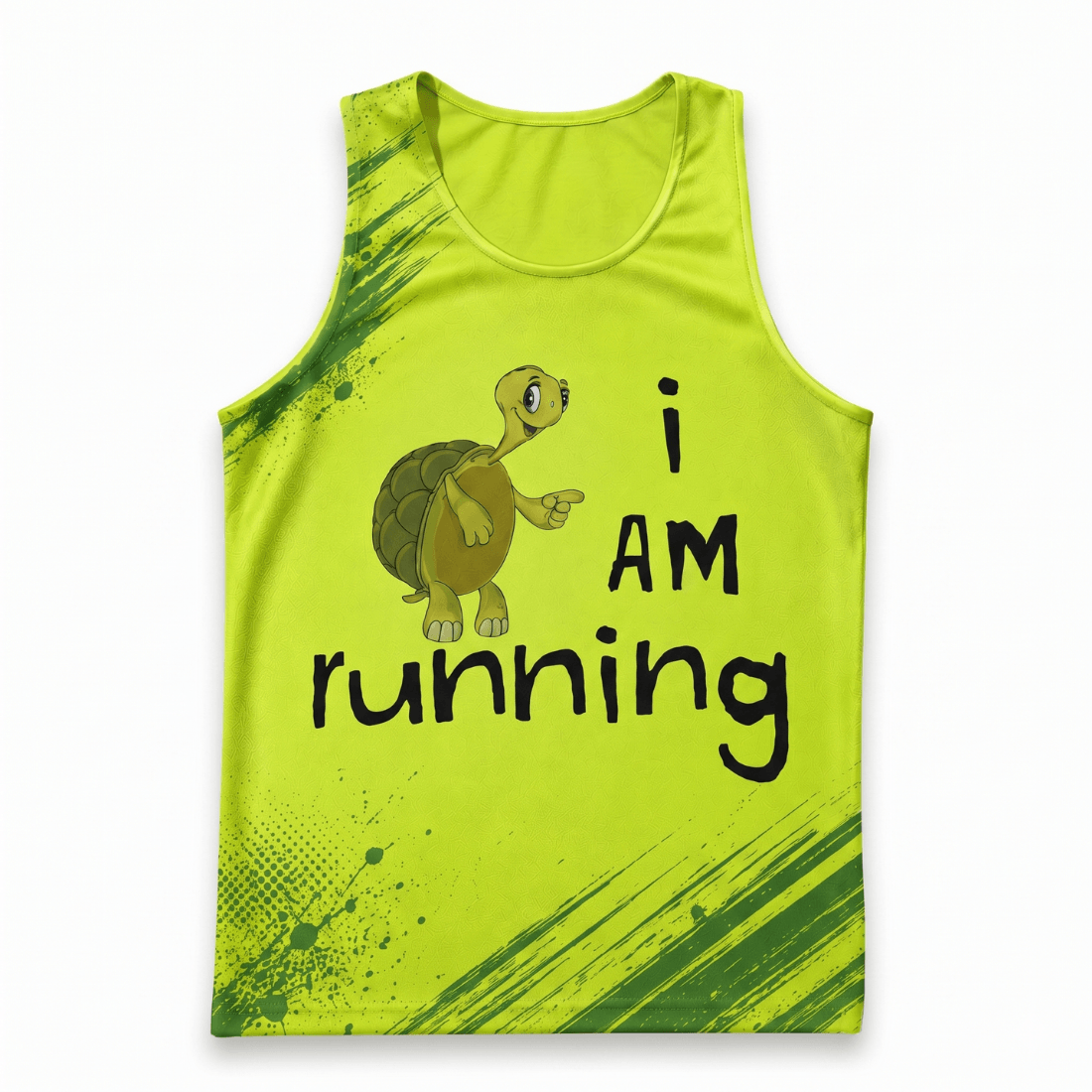 Funny Running Tank Top - Turtle Runner Quote Tech Running Singlet
