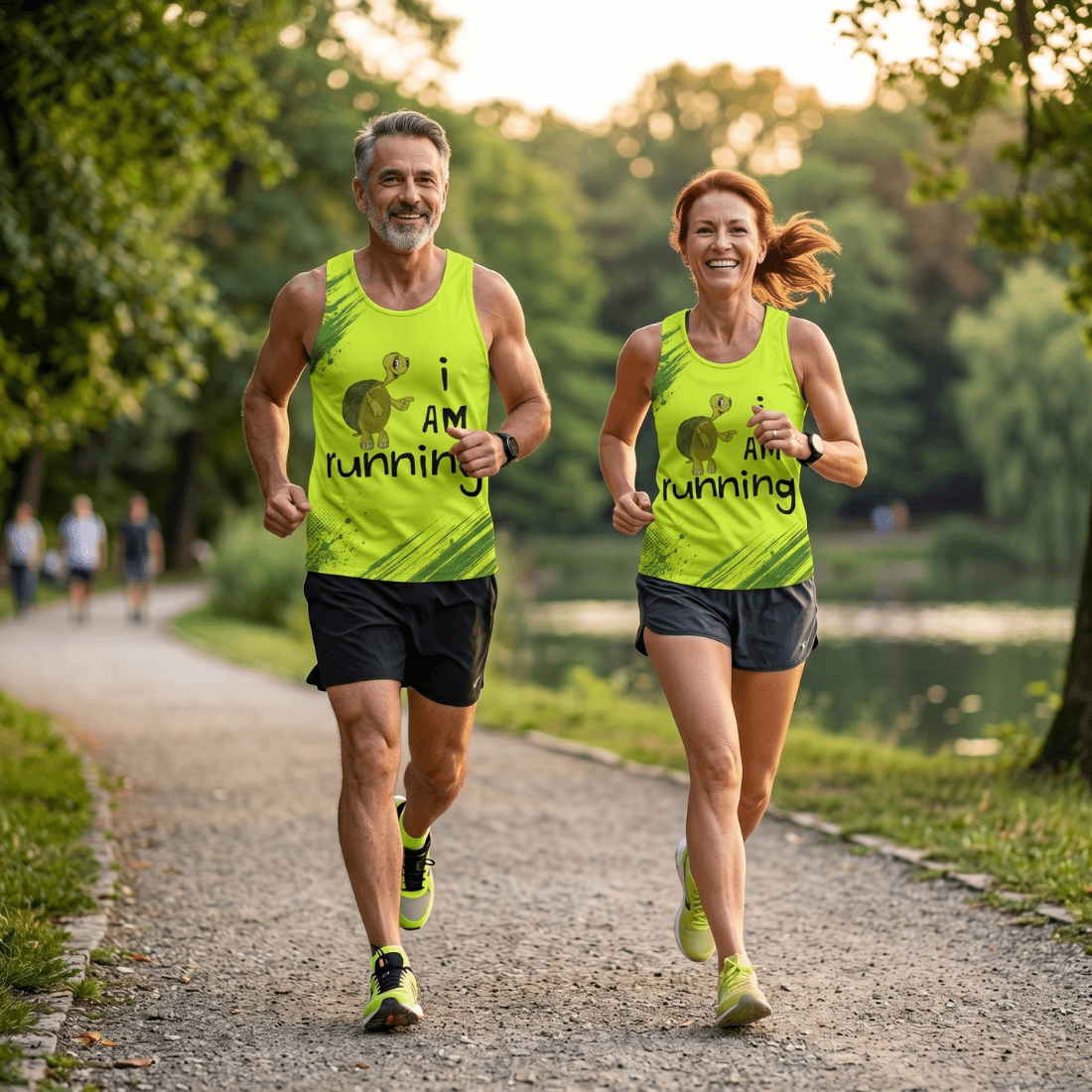Funny Running Tank Top - Turtle Runner Quote Tech Running Singlet
