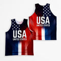 Patriotic Running Tank Top - USA Colors Tech Running Singlet