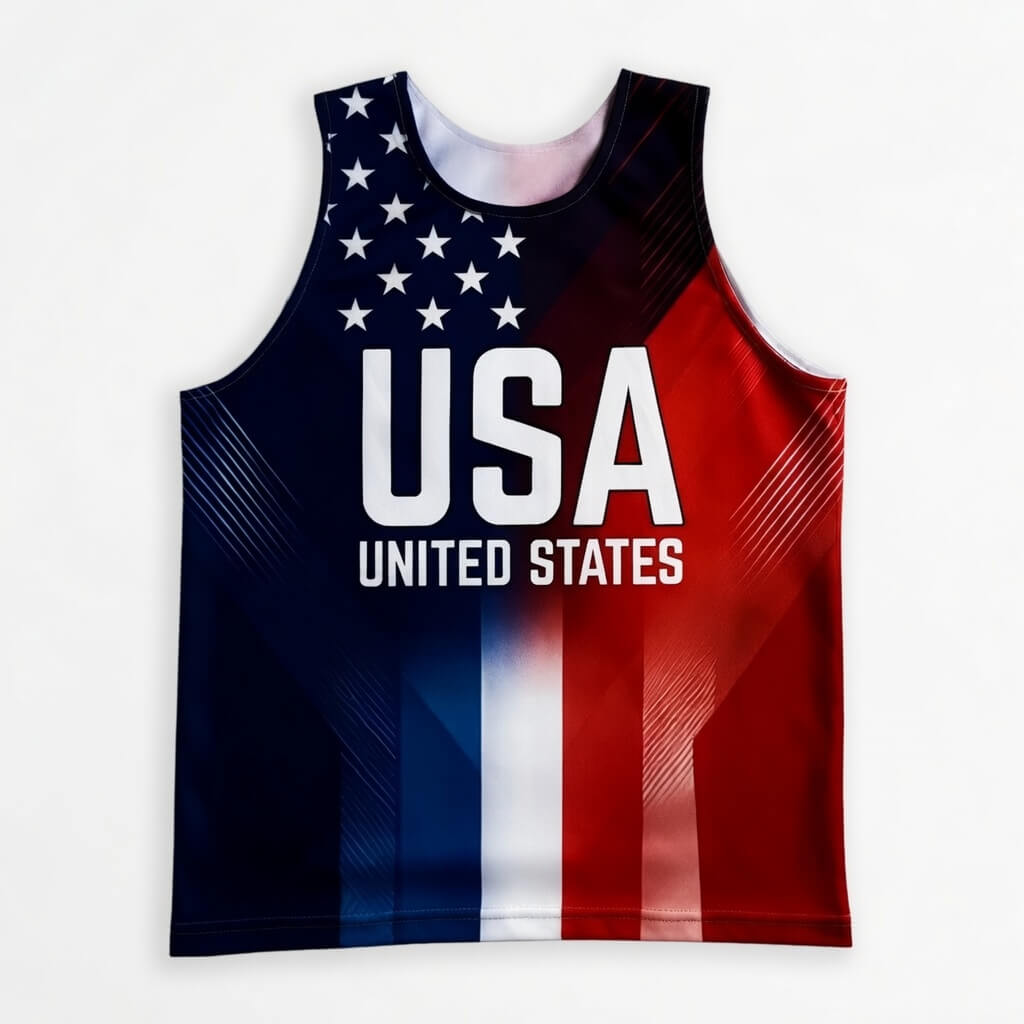 Patriotic Running Tank Top - USA Colors Tech Running Singlet