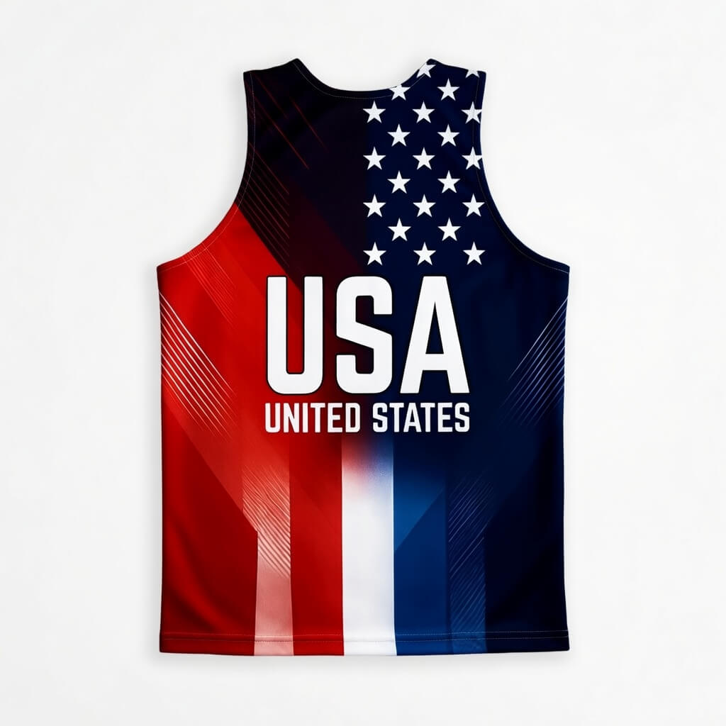Patriotic Running Tank Top - USA Colors Tech Running Singlet
